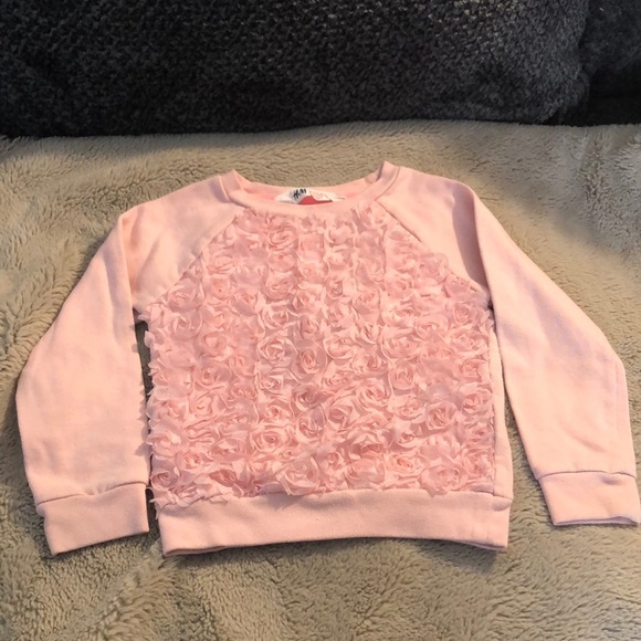 🎉 4 for $20 H&M Pink Rose Sweatshirt, size 2-4Y - Picture 1 of 4